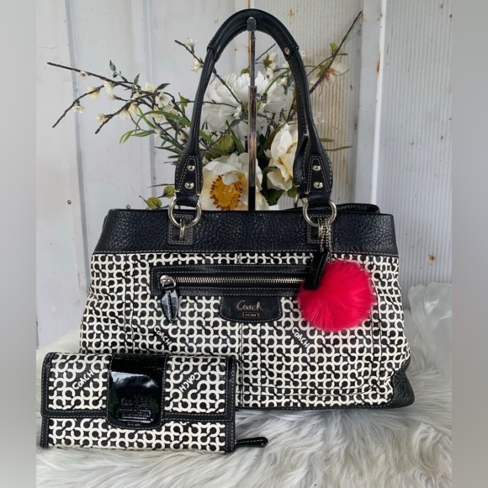Vintage Coach Penelope Op Art Print Satchel Bag & Wallet Set